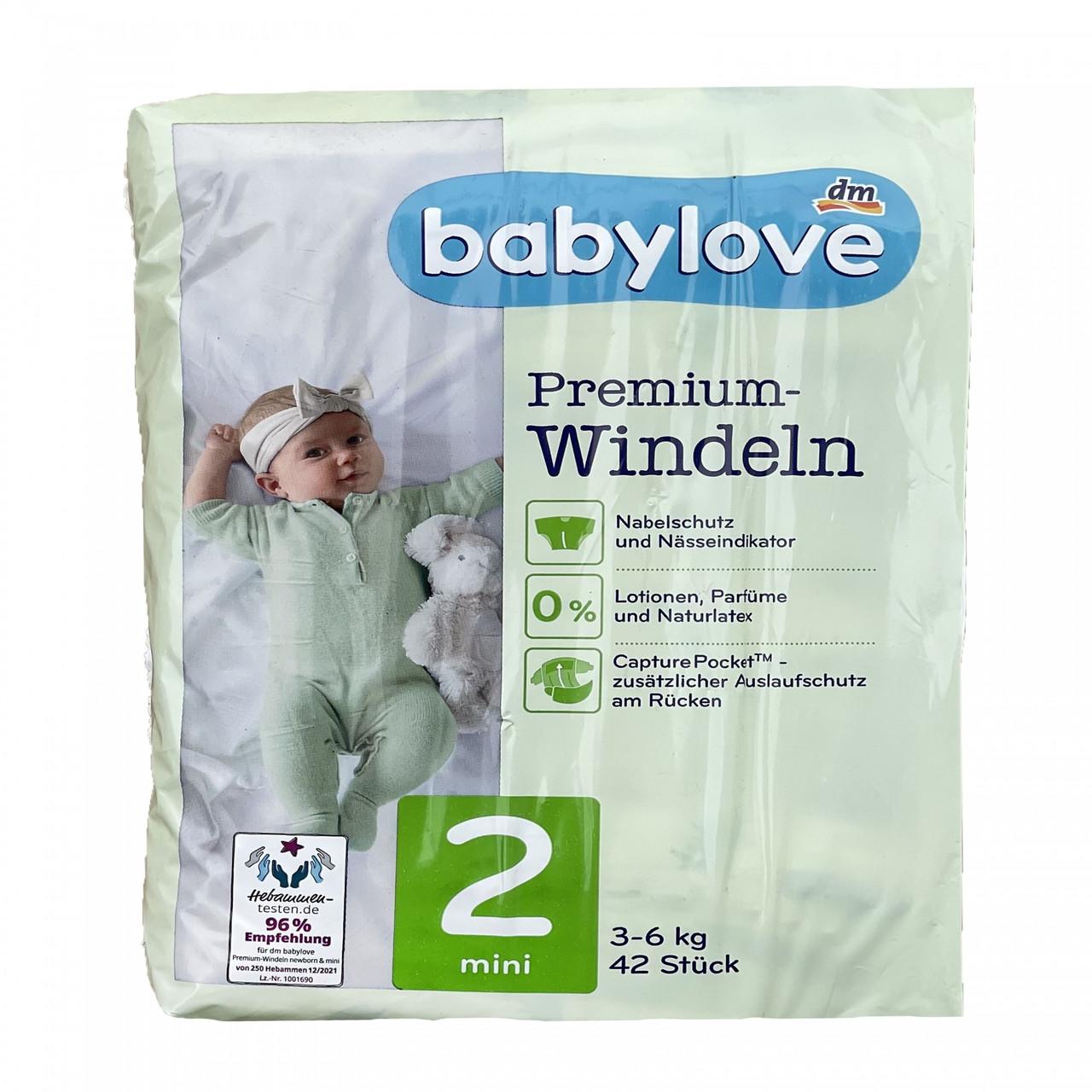 Підгузки дитячі одноразові Babylove Premium 2 mini 3-6 кг 42 шт. (1986982274)