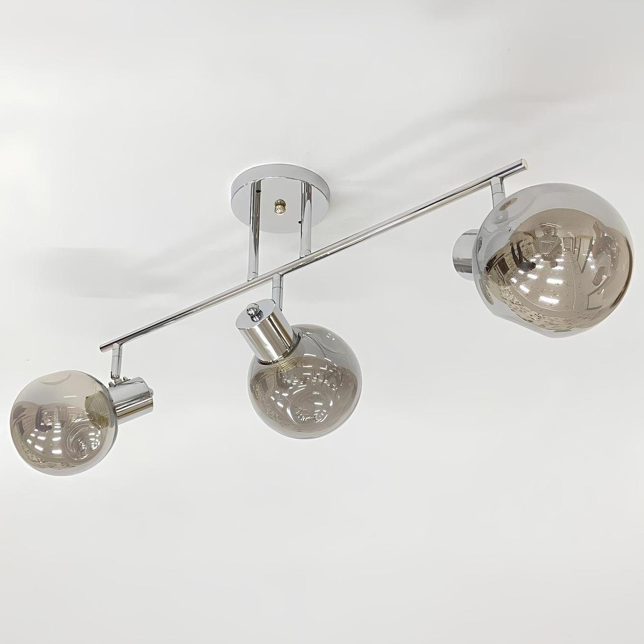 Люстра Valeso з лінійним каркасом на три плафона під лампи Е27 Хром (91180B/3)