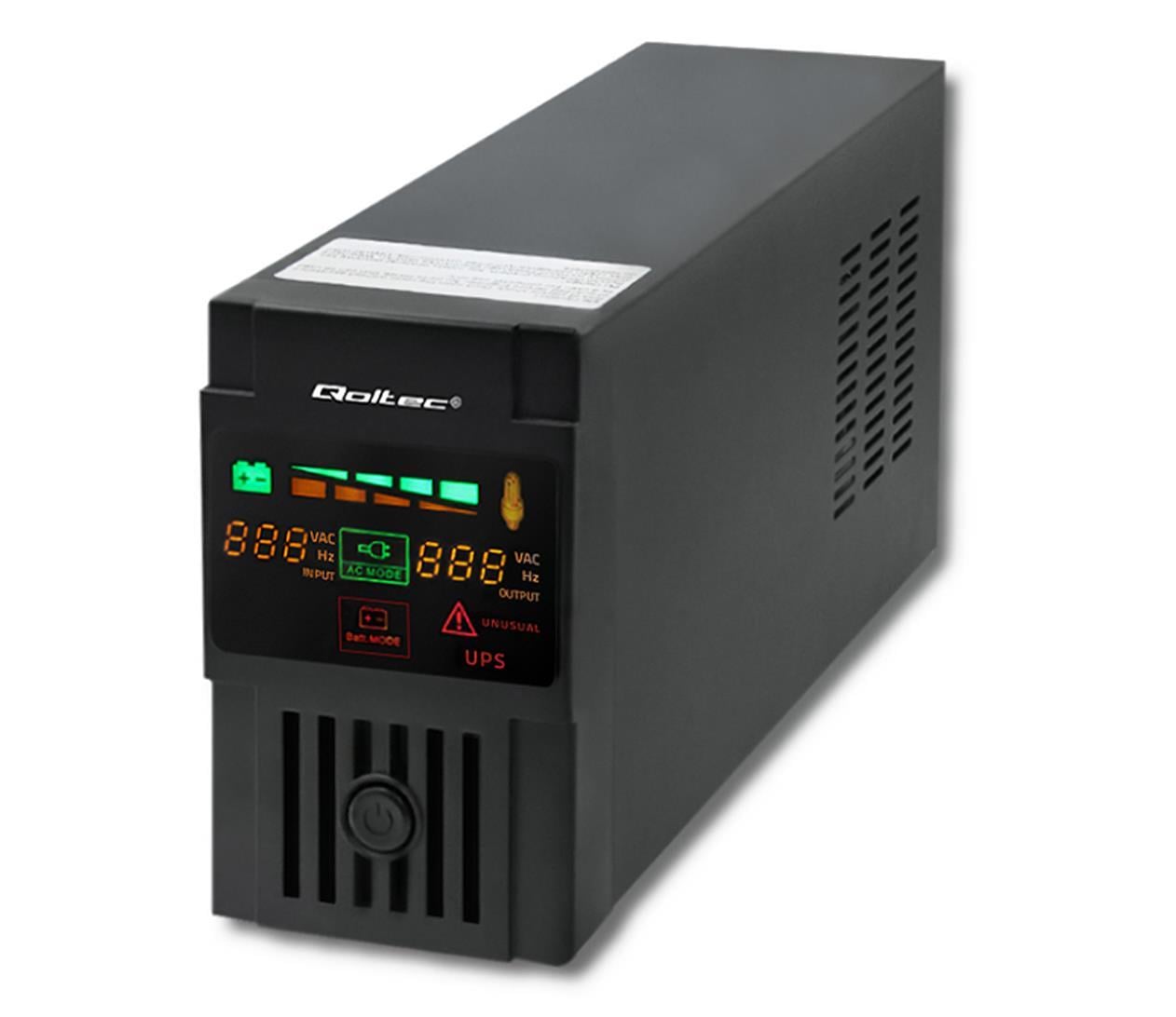 Джерело безперебійного живлення лінійно-інтерактивне Qoltec Monolith 800VA 480W LCD USB (53952) Джерело безперебійного живлення лінійно-інтерактивне Qoltec Monolith 800VA 480W LCD USB (53952)