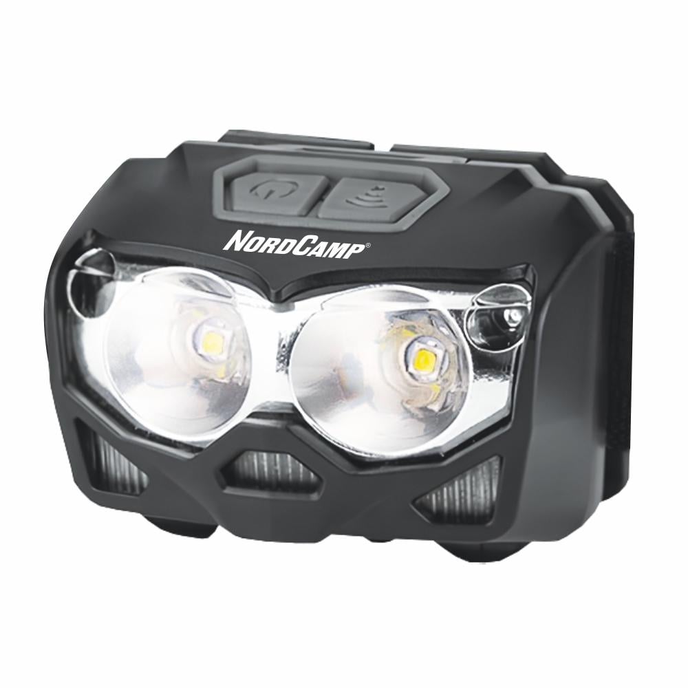 Фонарь налобный Nord Camp 500Lm 2x5W CREE XTG 1200 mAh /3xAAA с сенсором Белый/Красный (NC30900)