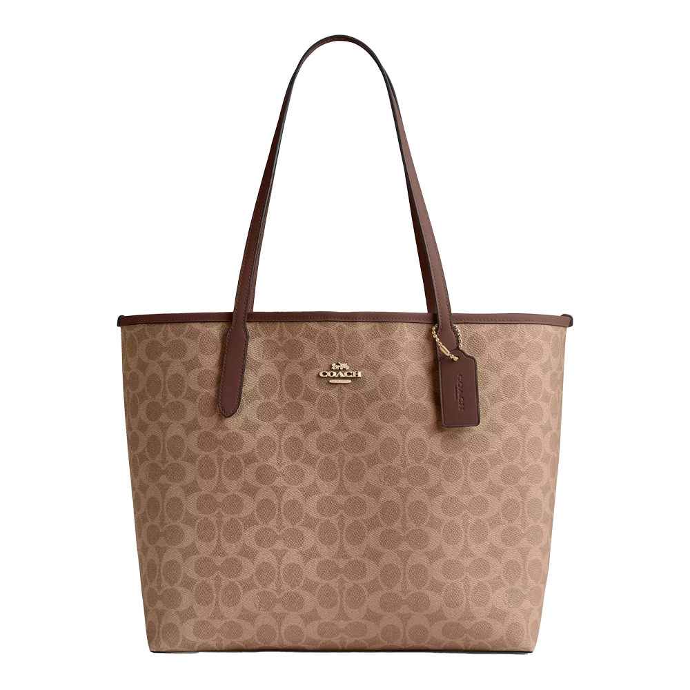 Сумка жіноча Coach City Tote Bag In Signature Canvas CV976 Im/Tan/Brown (CH15)