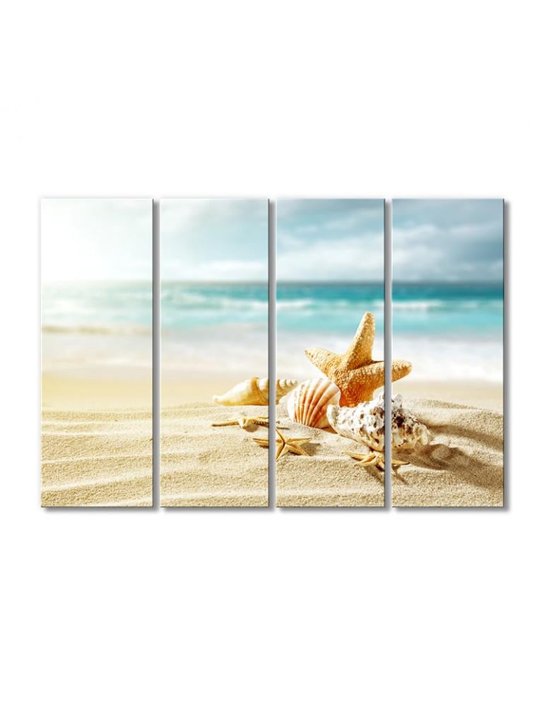 Картина модульная Песок ракушки звездочки 4 модуля 120x180 см