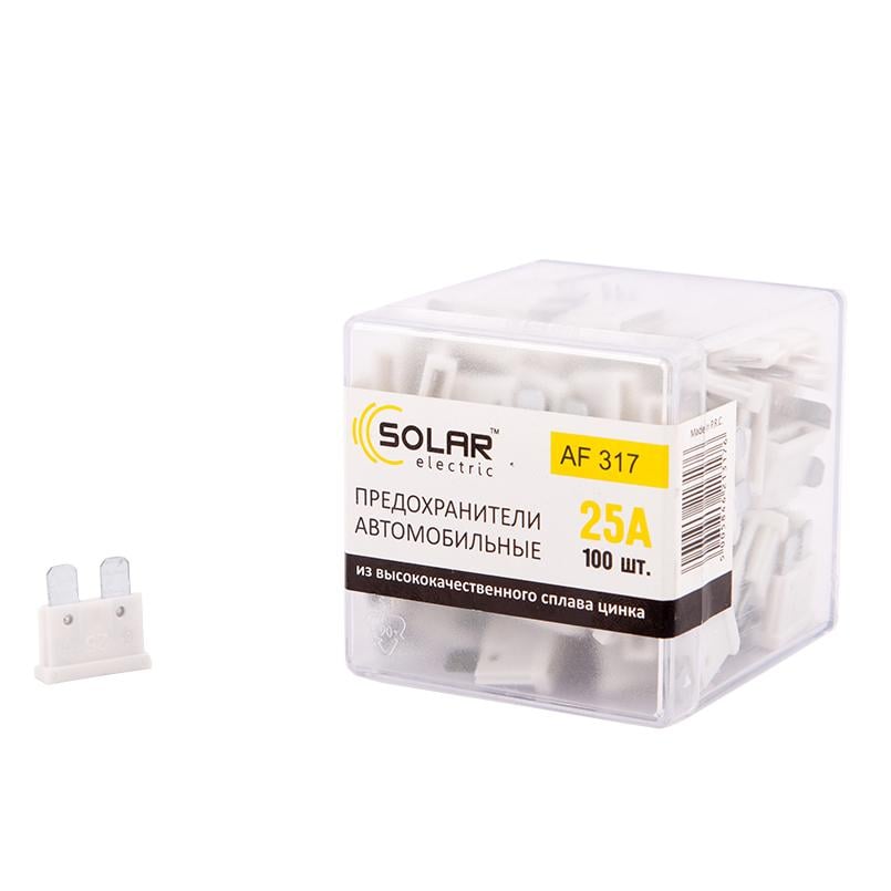 Набор предохранителей Solar сплав цинковый стандарт 25А 100 шт. (25307-ccafa)