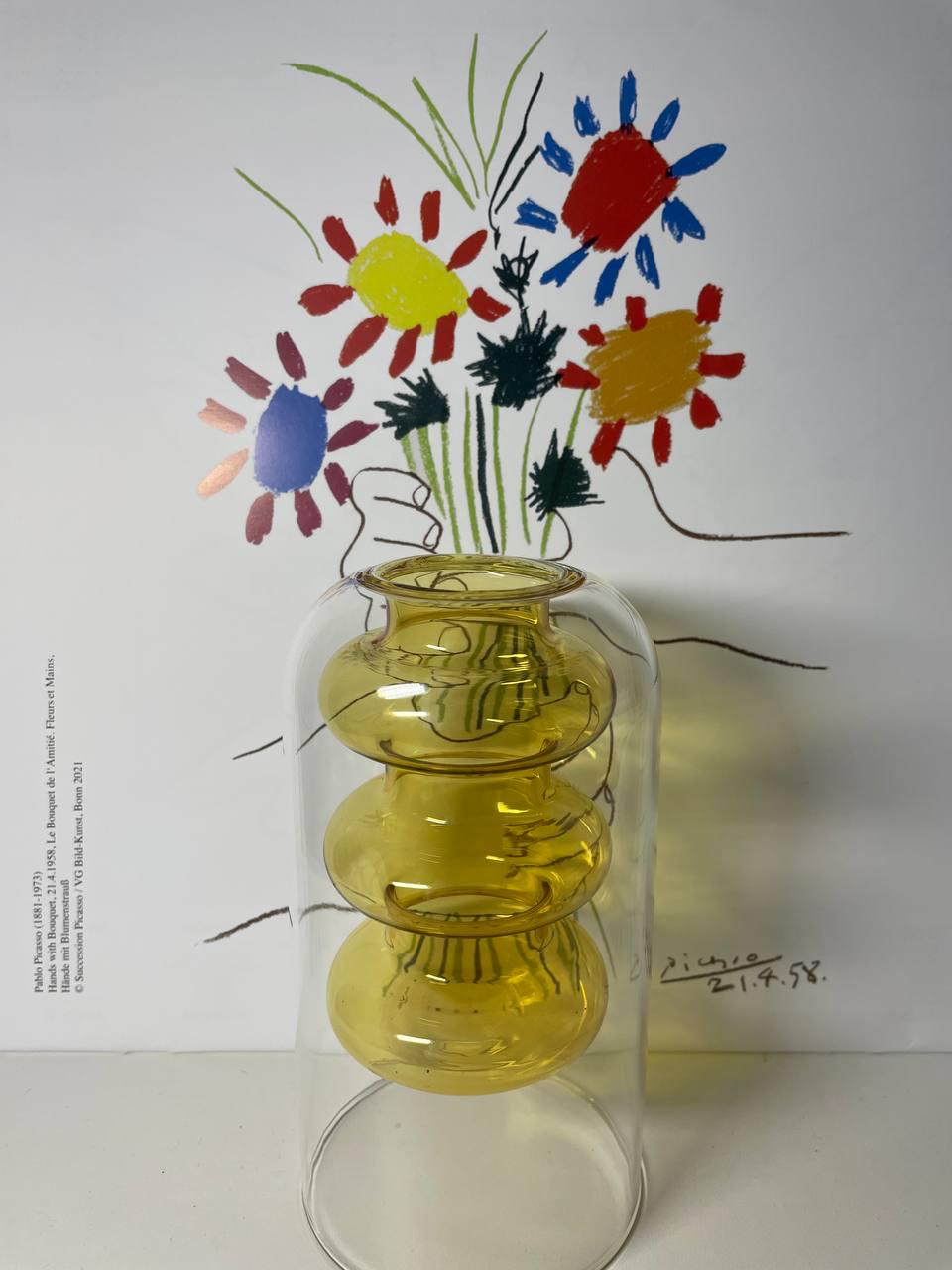 Ваза со вставкой внутри Желтый (AWN-00445) - фото 2 Ваза со вставкой внутри Желтый (AWN-00445) - фото 2