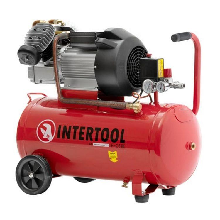 Компрессор Intertool PT-0007 50 л 3 кВт 10 aтм 420 л/хв 2 цилиндра