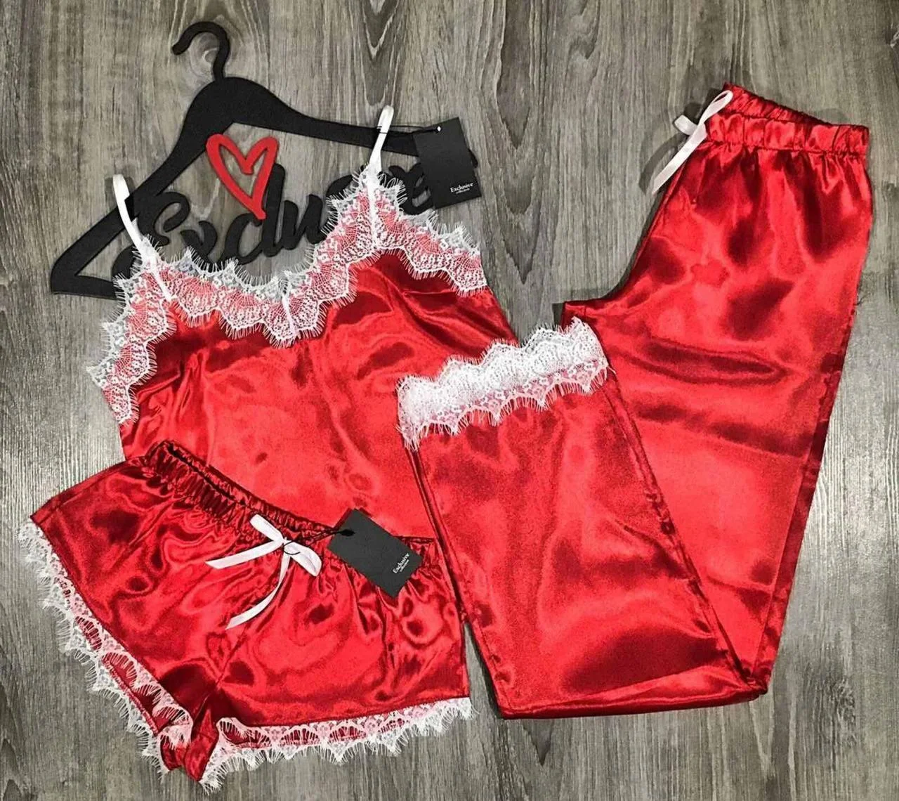 Пижама тройка Fashions Фелиша с кружевом р. 44-46 Красный (815/6/8/24-на)