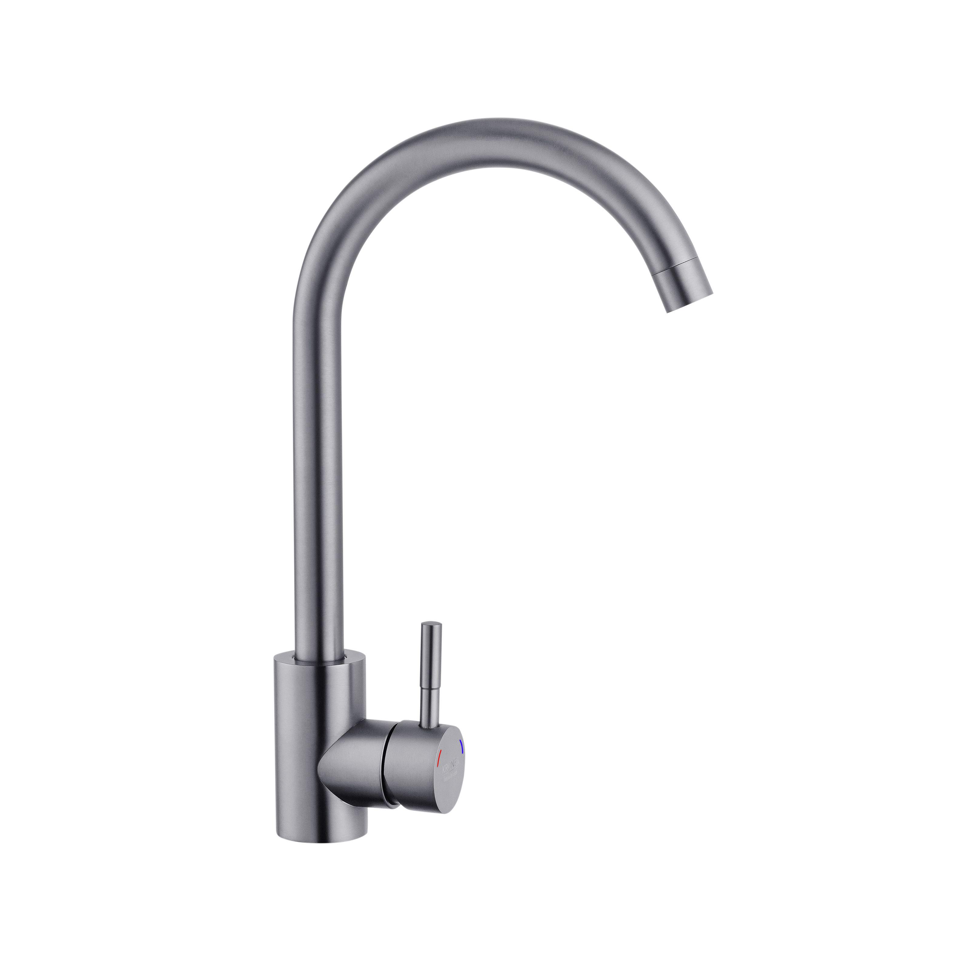 Смеситель для кухни KRONER Edelstahl Klassisch-SCH035PVD CV024351 однорычажный Серый (136545)