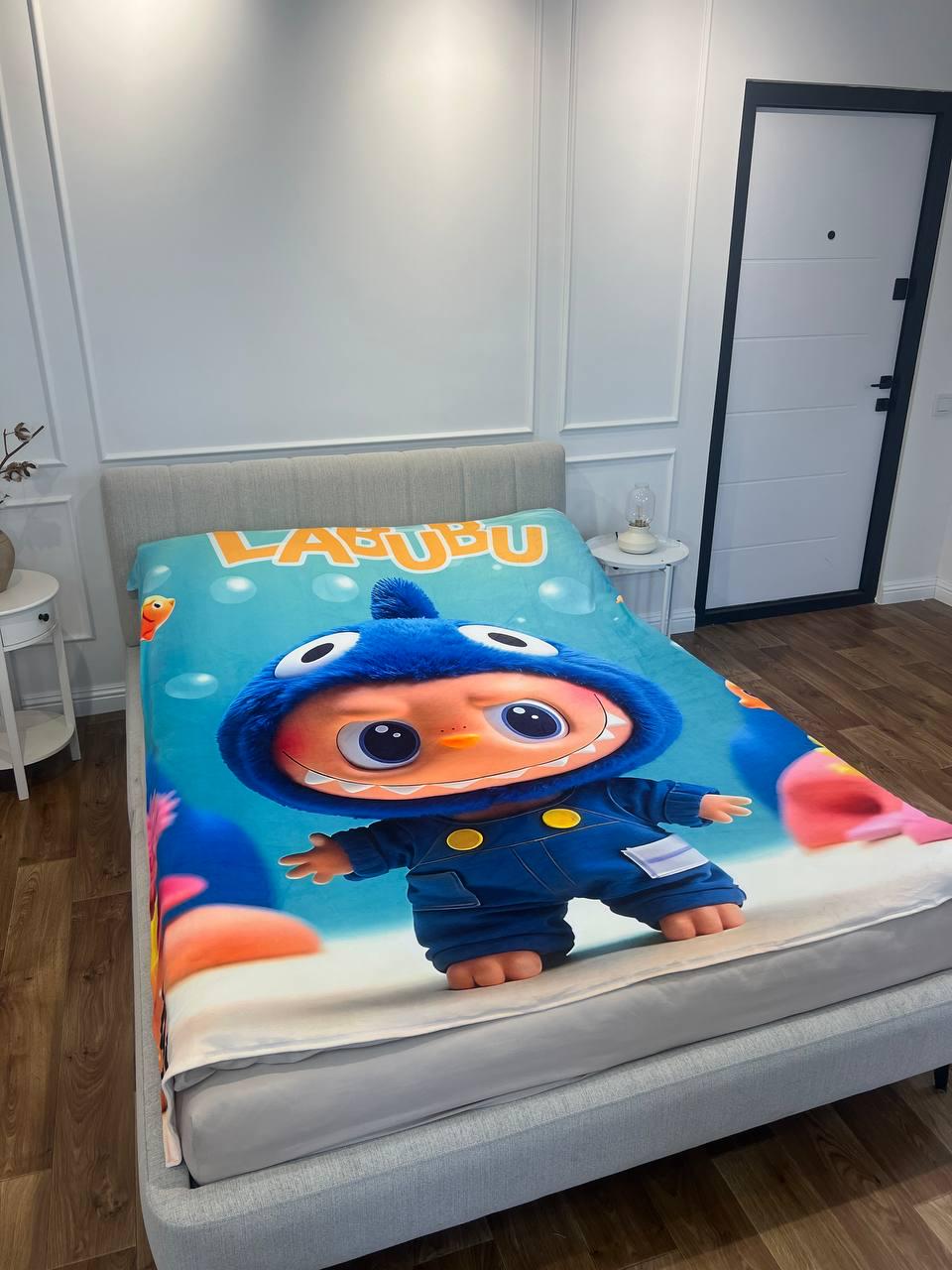 Плед плюшевый с 3D рисунком Лабубу 12 велюр 160х200 см (14805А)