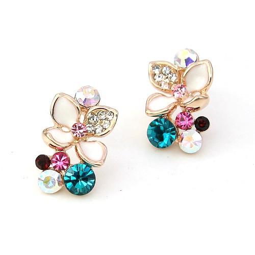 Серьги с кристаллами Сваровски Showfay 3217737 Бирюзовый/Белый/Розовый