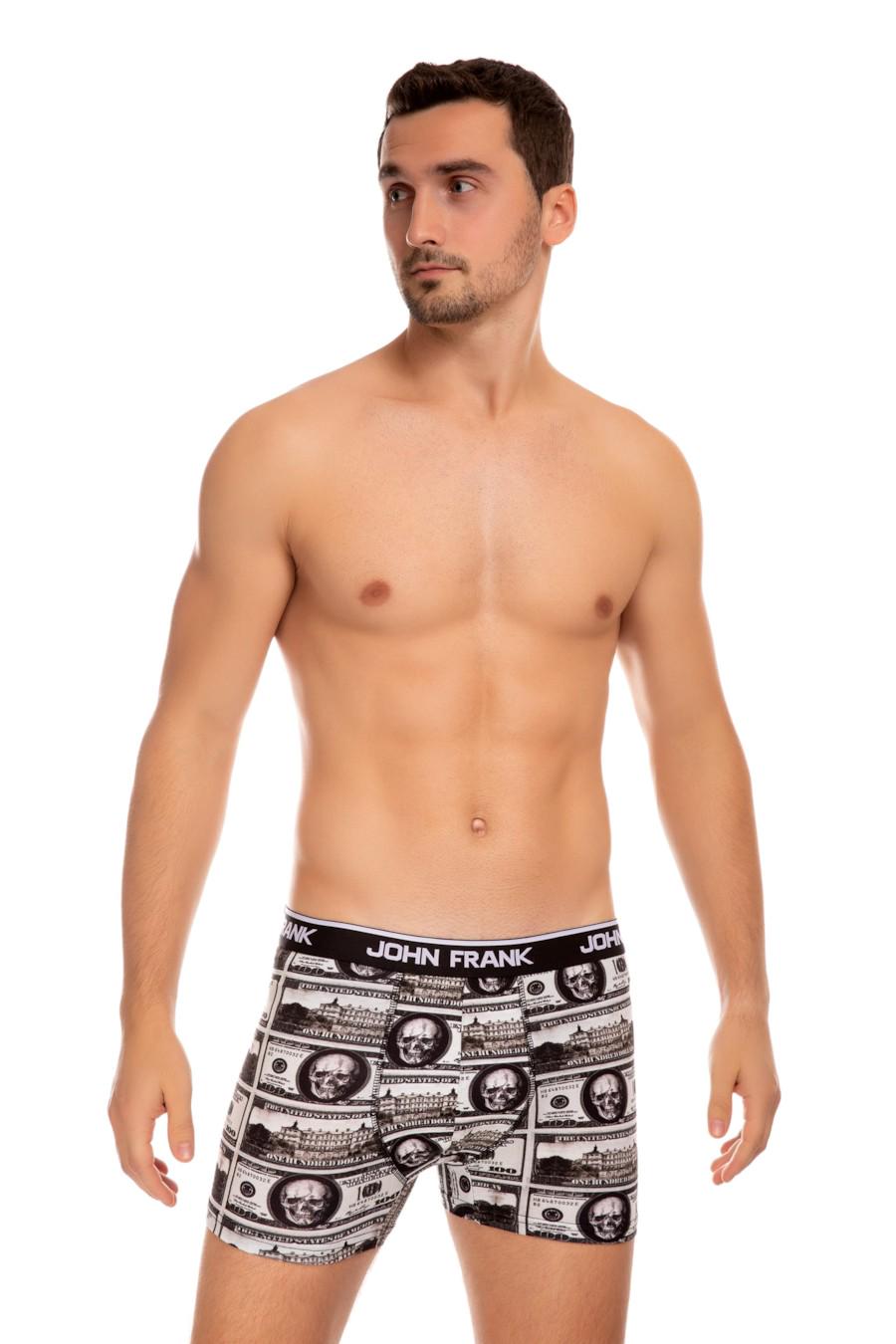 Трусы боксеры John Frank р. 52/XL Черно-белый (58734)
