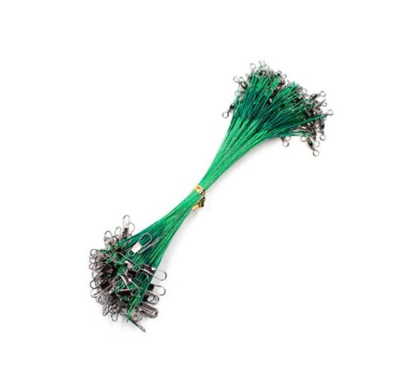 Комплект сталевих повідків для риболовлі 25 см 0,5 мм з вертлюжком і застібкою 20 шт. Green (495463) Комплект сталевих повідків для риболовлі 25 см 0,5 мм з вертлюжком і застібкою 20 шт. Green (495463)