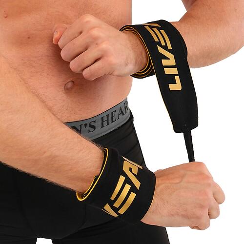 лямки для тяги LiveUp LP8775 POWER STRAP 85х7,5 см 2 шт. Черно-золотой (34716228)