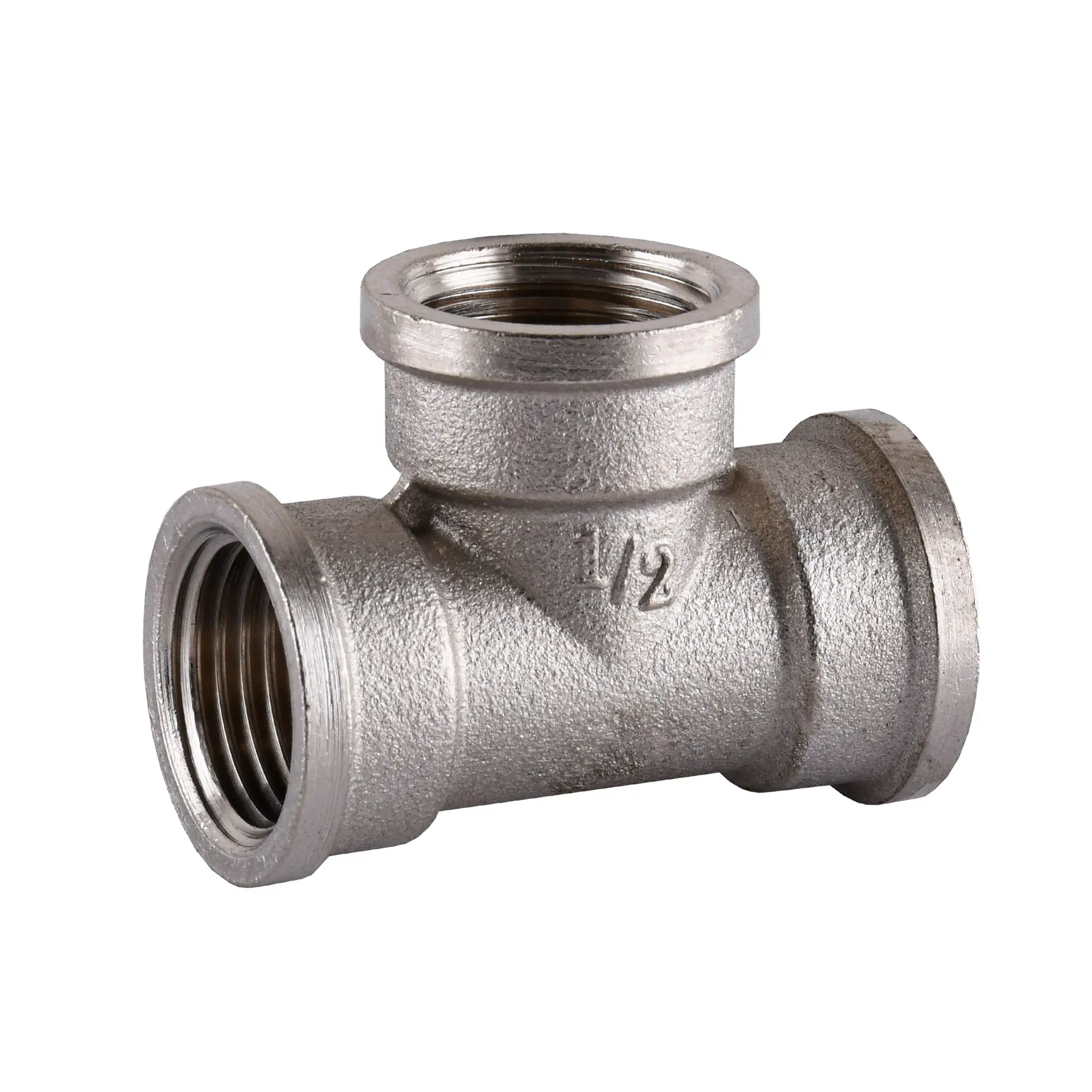 Тройник никелированный 1/2"ВРх1/2"ВРх1/2"ВР штампованный (А0242-1Анк VA)