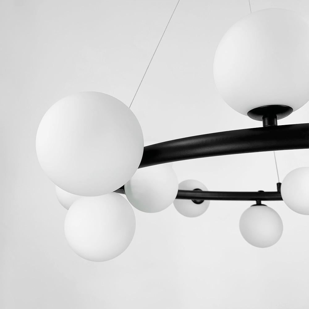 Люстра подвесная кольцевая на 15 белых плафонов - фото 4