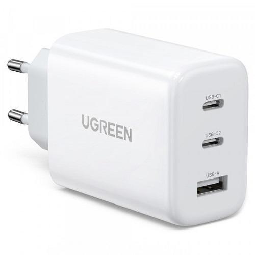 Зарядное устройство для Ugreen CD275 3xUSB 65 W 2xType-C/USB QC3.0 Fast Charger Белый (568713)