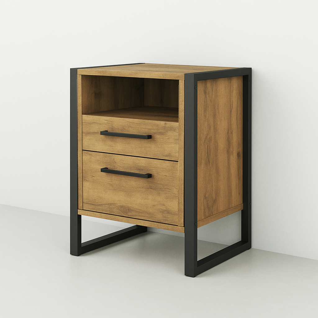 Тумба для прихожей Tobi Sho Фрейм ЛТ-7 в стиле Лофт с двумя ящиками 460х350х600 мм Файервуд