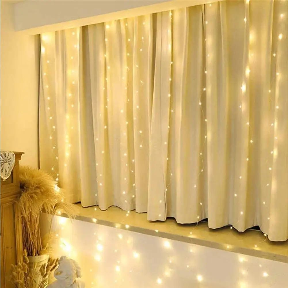 Гирлянда штора Роса 100 LED от USB 8 режимов 3x0,6 м Теплый белый - фото 8