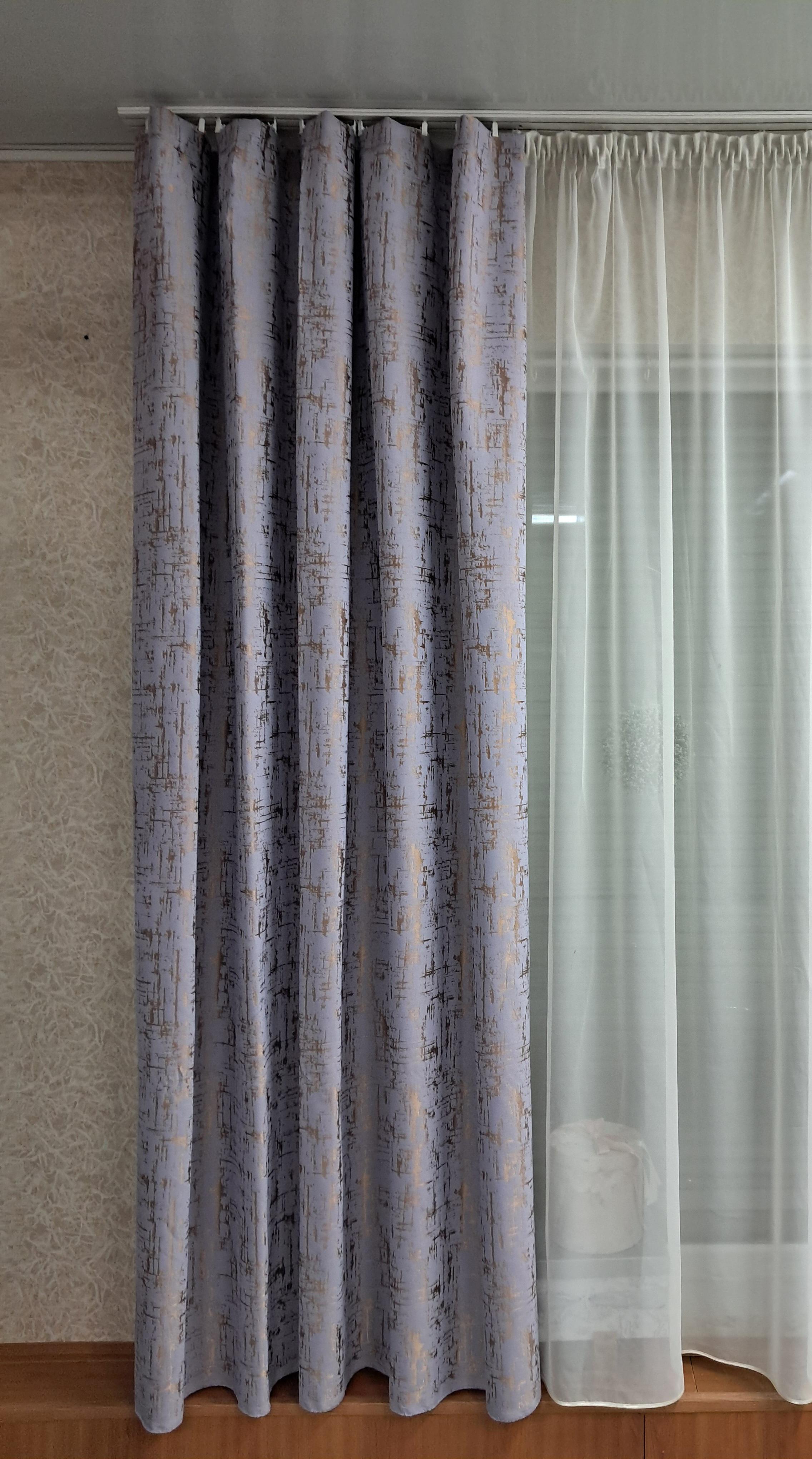 Штора Мармурова штукатурка 270х200 см Фіолетовий із золотим