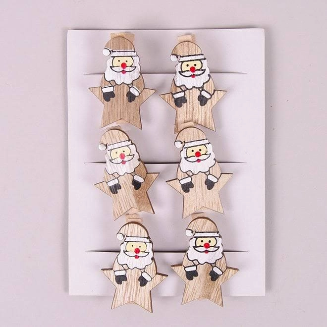 Декор на прищепке Санта 6 шт. (25328)