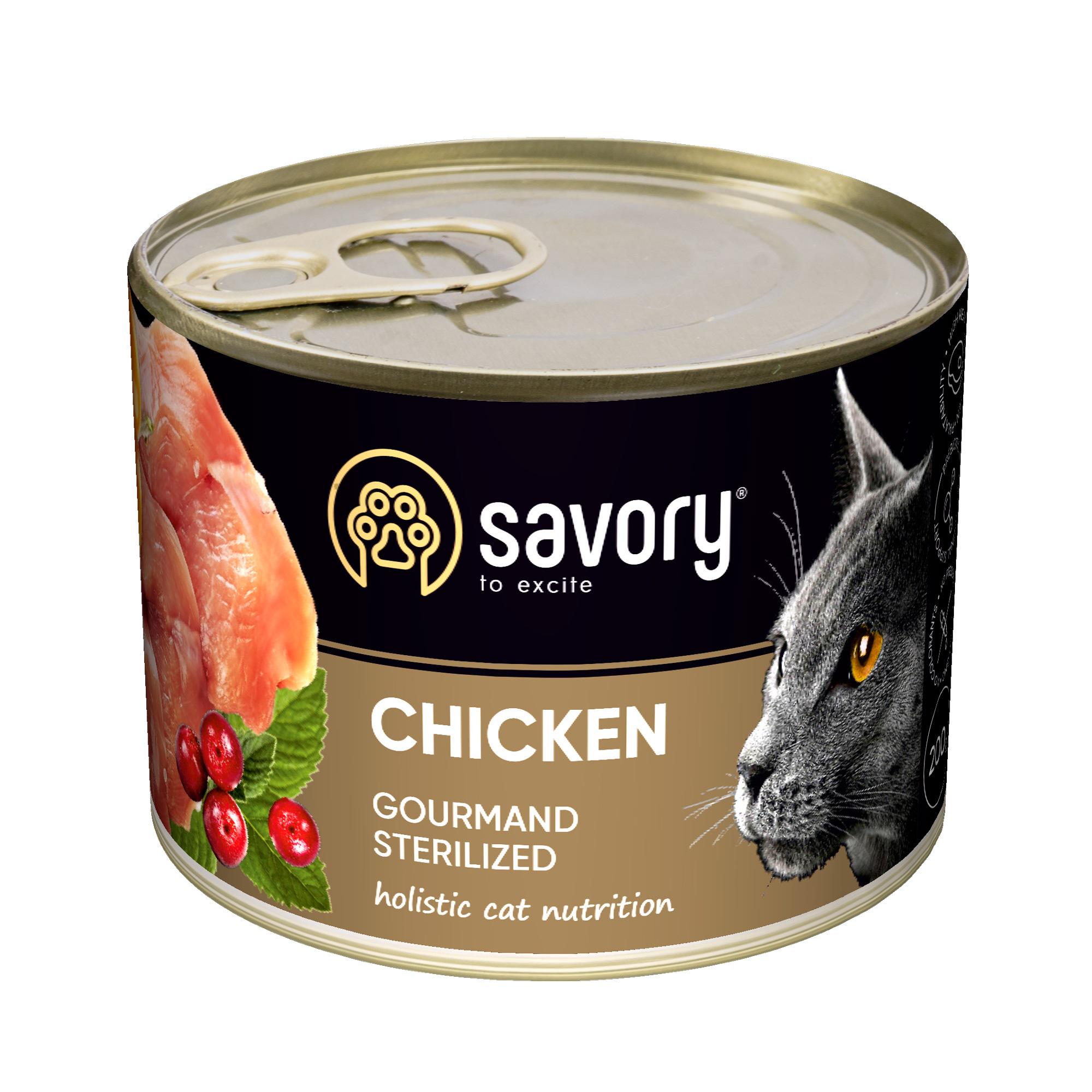 Корм вологий для стерилізованих котів Savory з куркою 200 г (30754)