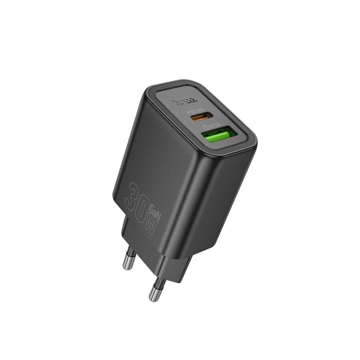 Зарядний пристрій Hoco N63 Gentle PD30W+QC3.0 charger EU 1xUSB 1xType-C Black (6942007644358) Зарядний пристрій Hoco N63 Gentle PD30W+QC3.0 charger EU 1xUSB 1xType-C Black (6942007644358)