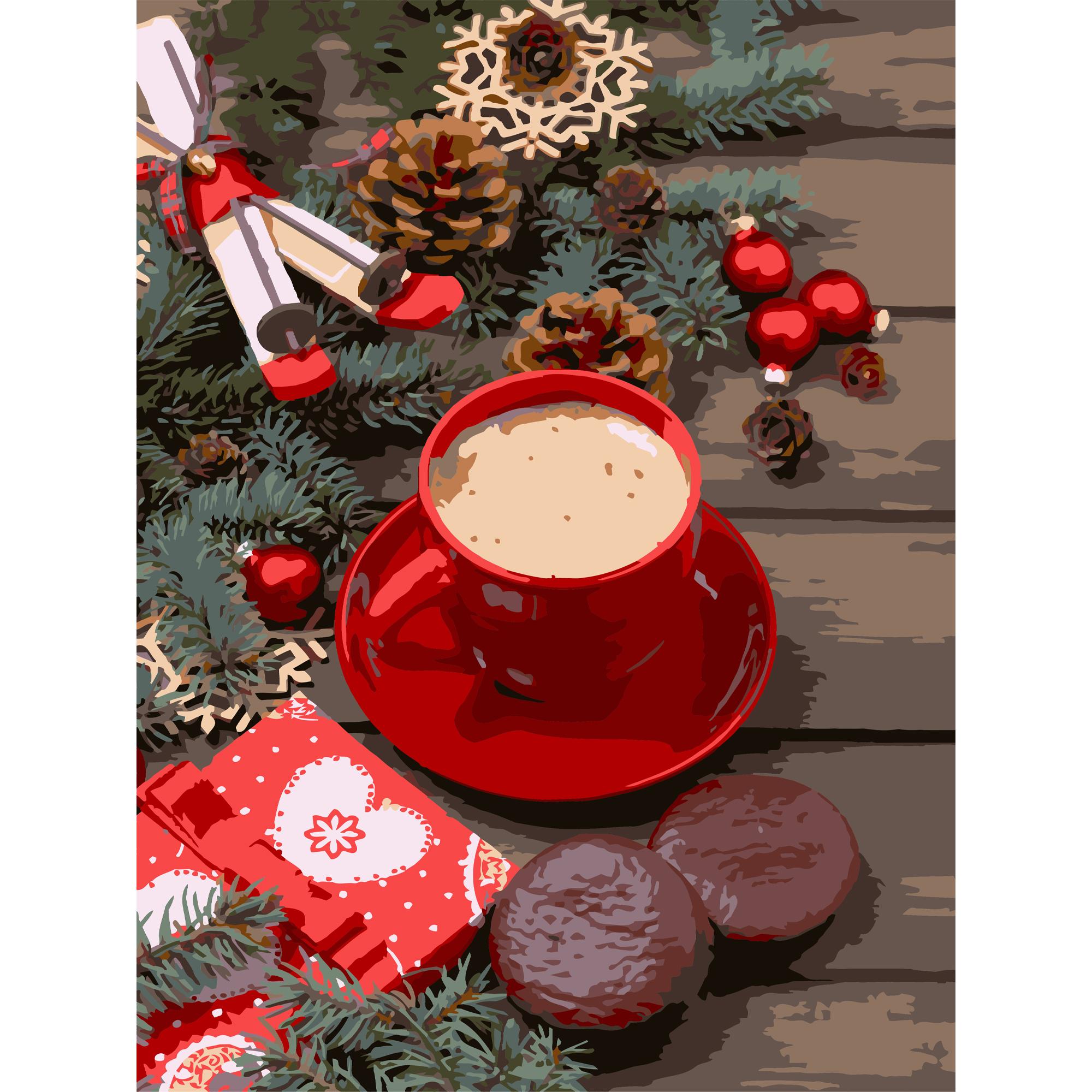 Картина за номерами Strateg Преміум Зимова кава з лаком та з рівнем 30x40 см (SS1237) Картина за номерами Strateg Преміум Зимова кава з лаком та з рівнем 30x40 см (SS1237)