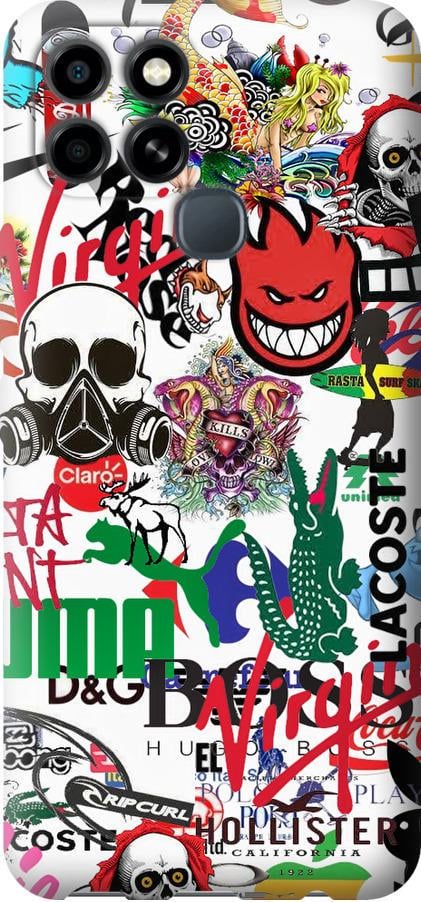 Чехол на Infinix Smart 6 Many different logos (4022u-2758-42517)