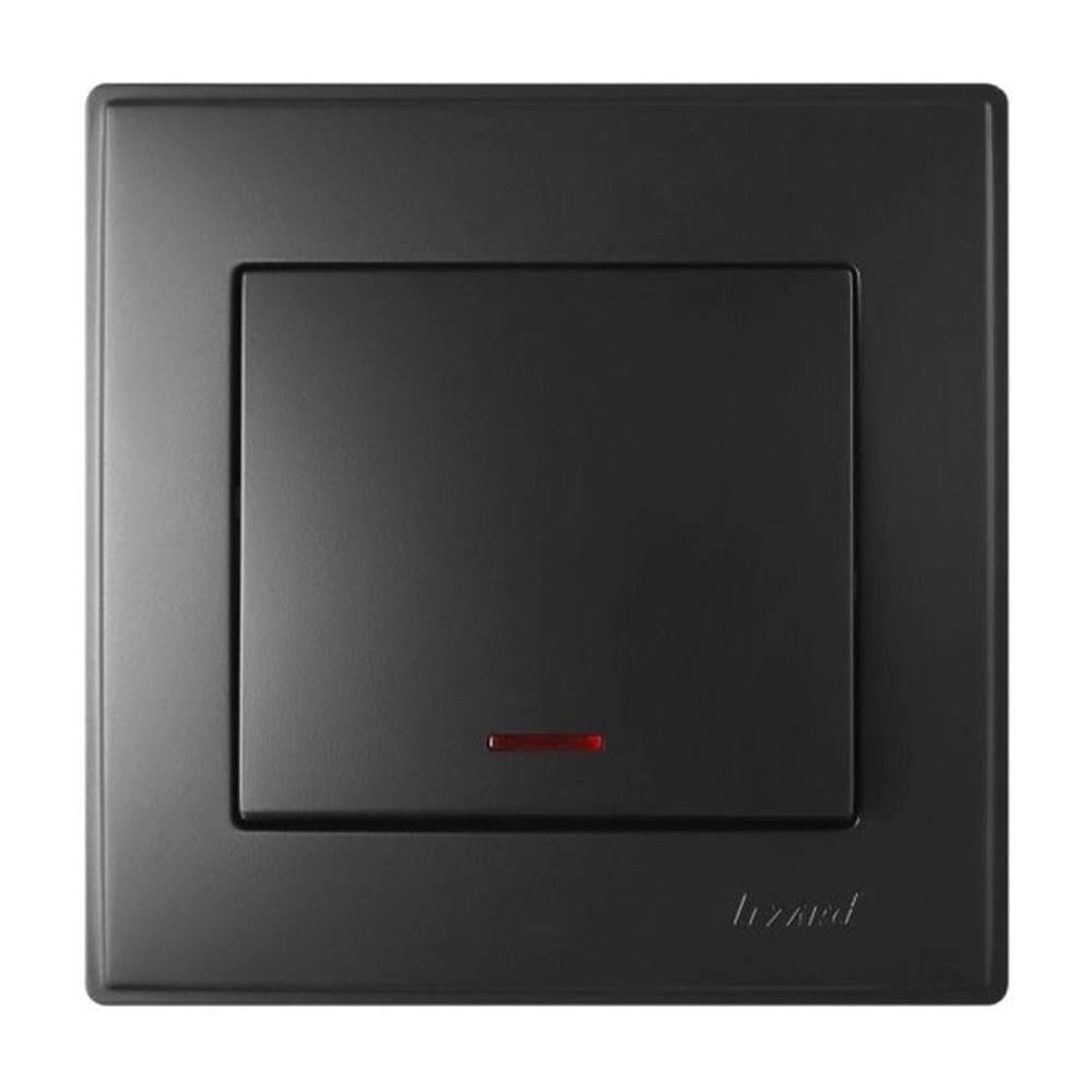 Выключатель Lezard Lesya 1-клавишный с подсветкой Антрацитовый