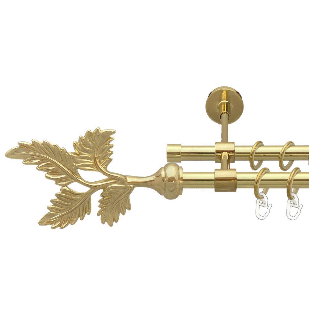 Карниз Orvit Папороть металевий дворядний закритий гладка труба кільце металеве 16/16 мм 240 см Золото (00-00014581)