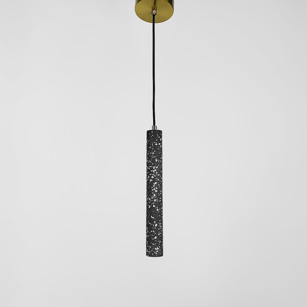 Подвес Line.F MJ 163-40*300 BK Terrazzo Cylinder Long с серым бетонным плафоном 30х4 см (3260_6540)