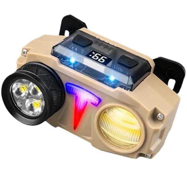 Ліхтар налобний CH-8825-3P35+COB white/yellow RGB Motion sensor/Power bank/Li-Ion/Power indicator/Type-C Beige (00000009911)