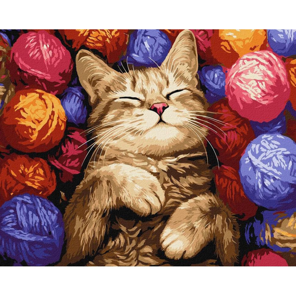 Картина по номерам Ideyka Кот в клубочках 40x50 см (KHO6710)