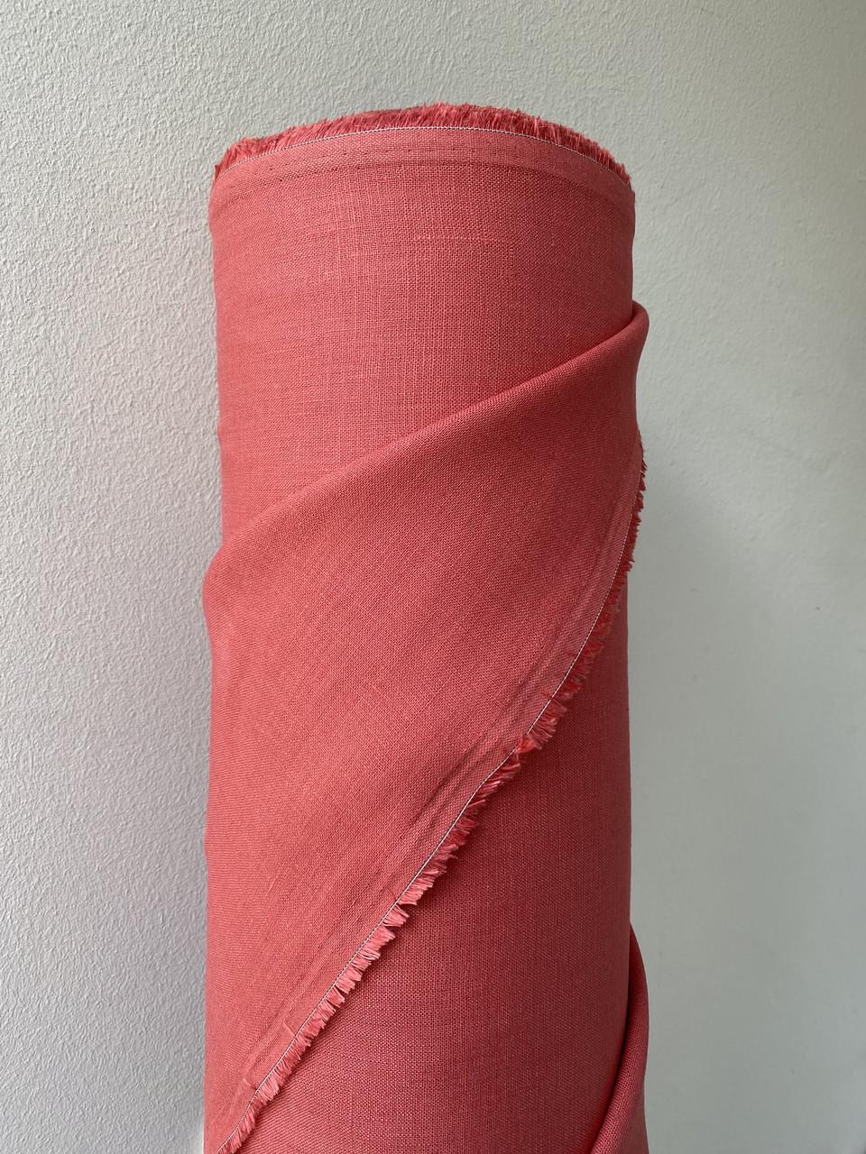 Ткань костюмная смягченная LINEN PLUS 100% лен 143 см 1584 Коралловый