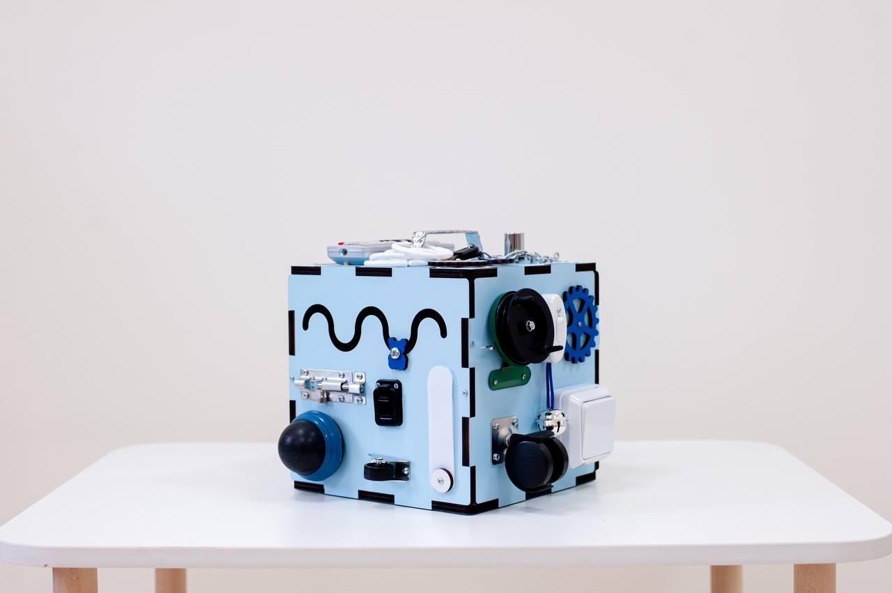 Бізікуб з дерева 25 ел. 20 см Синій (0004) - фото 2 Бізікуб з дерева 25 ел. 20 см Синій (0004) - фото 2