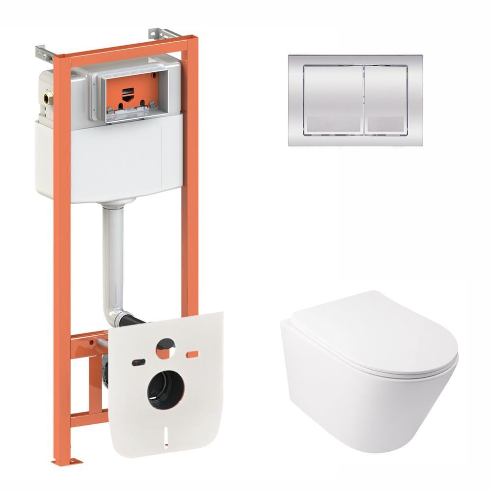 Инсталляция для ванной комнаты Qtap подвесной унитаз Swan Rimless с комплектом Nest 4 в 1 квадратная клавиша Chrome (2654804116) Инсталляция для ванной комнаты Qtap подвесной унитаз Swan Rimless с комплектом Nest 4 в 1 квадратная клавиша Chrome (2654804116)