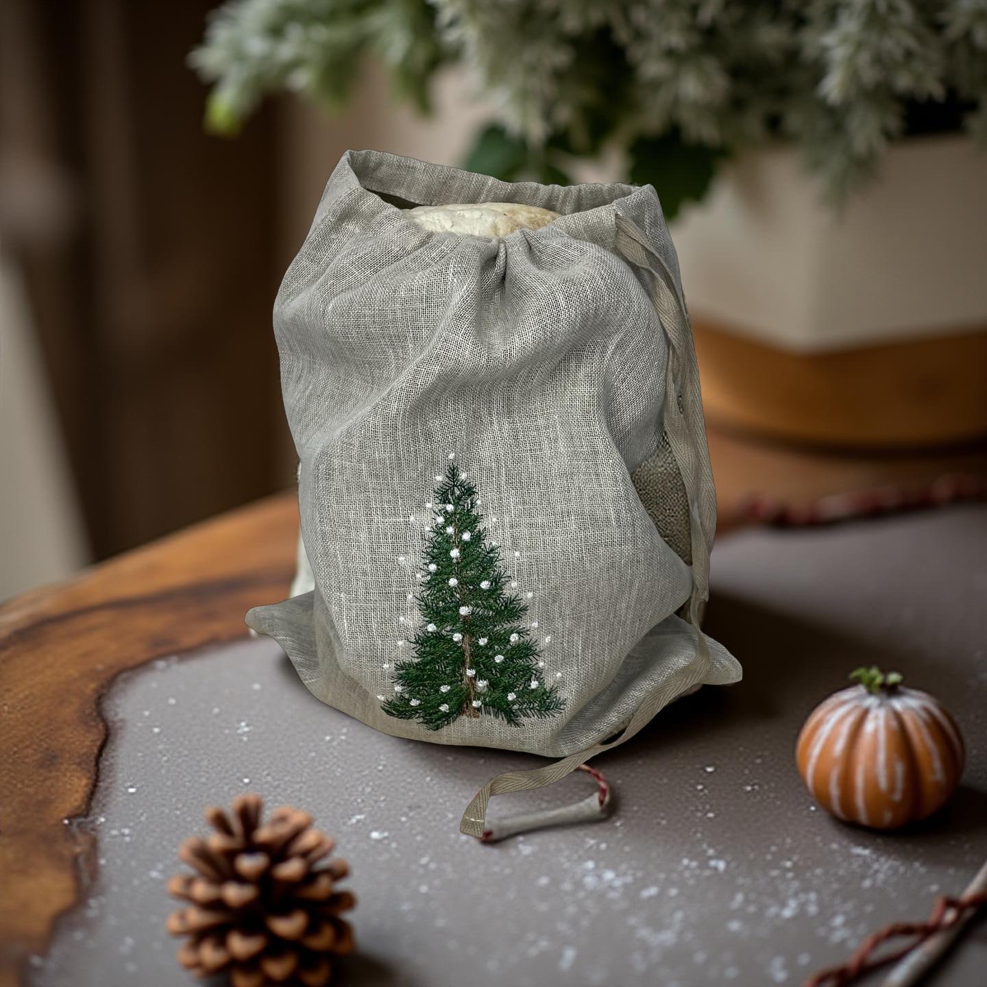 Мешочек для хлеба с вышивкой Новогодняя елка 30х40 см (30070987) - фото 2 Мешочек для хлеба с вышивкой Новогодняя елка 30х40 см (30070987) - фото 2