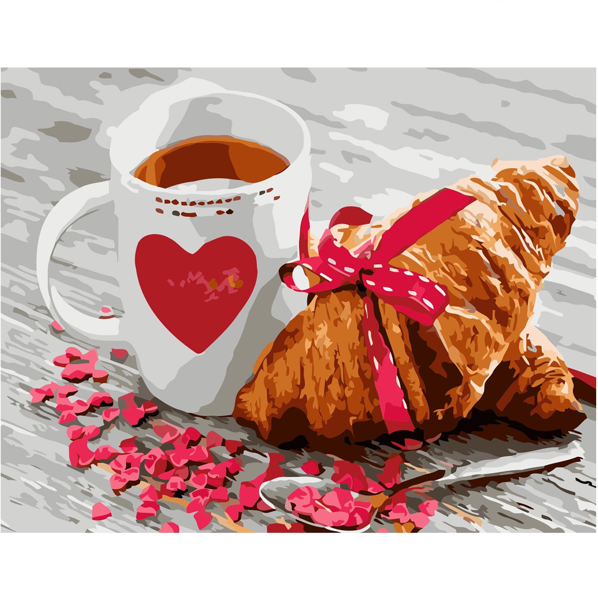 Картина по номерам Strateg Премиум Французский завтрак с лаком 40х50 см (VA-0227)