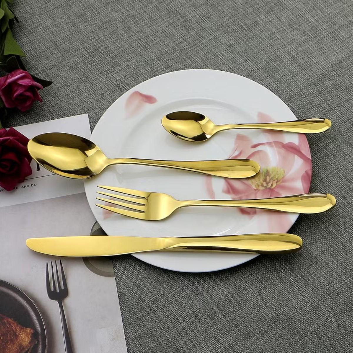 Набір столових приладів A-PLUS 24 предмети Gold (1421) - фото 2 Набір столових приладів A-PLUS 24 предмети Gold (1421) - фото 2