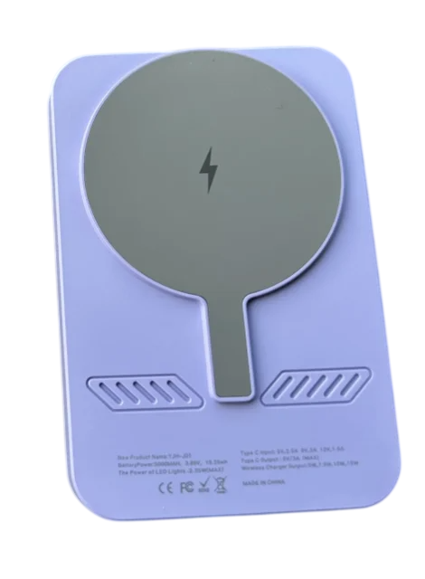 Повербанк 5000 mAh с беспроводной зарядкой/зеркалом и LED-подсветкой Фиолетовый (36227310)