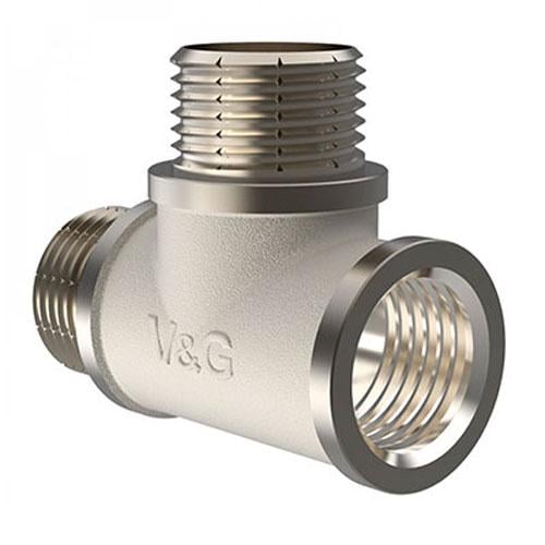 Тройник резьбовой V&G VALOGIN НхНхВ 1/2" никель (VG-202601)