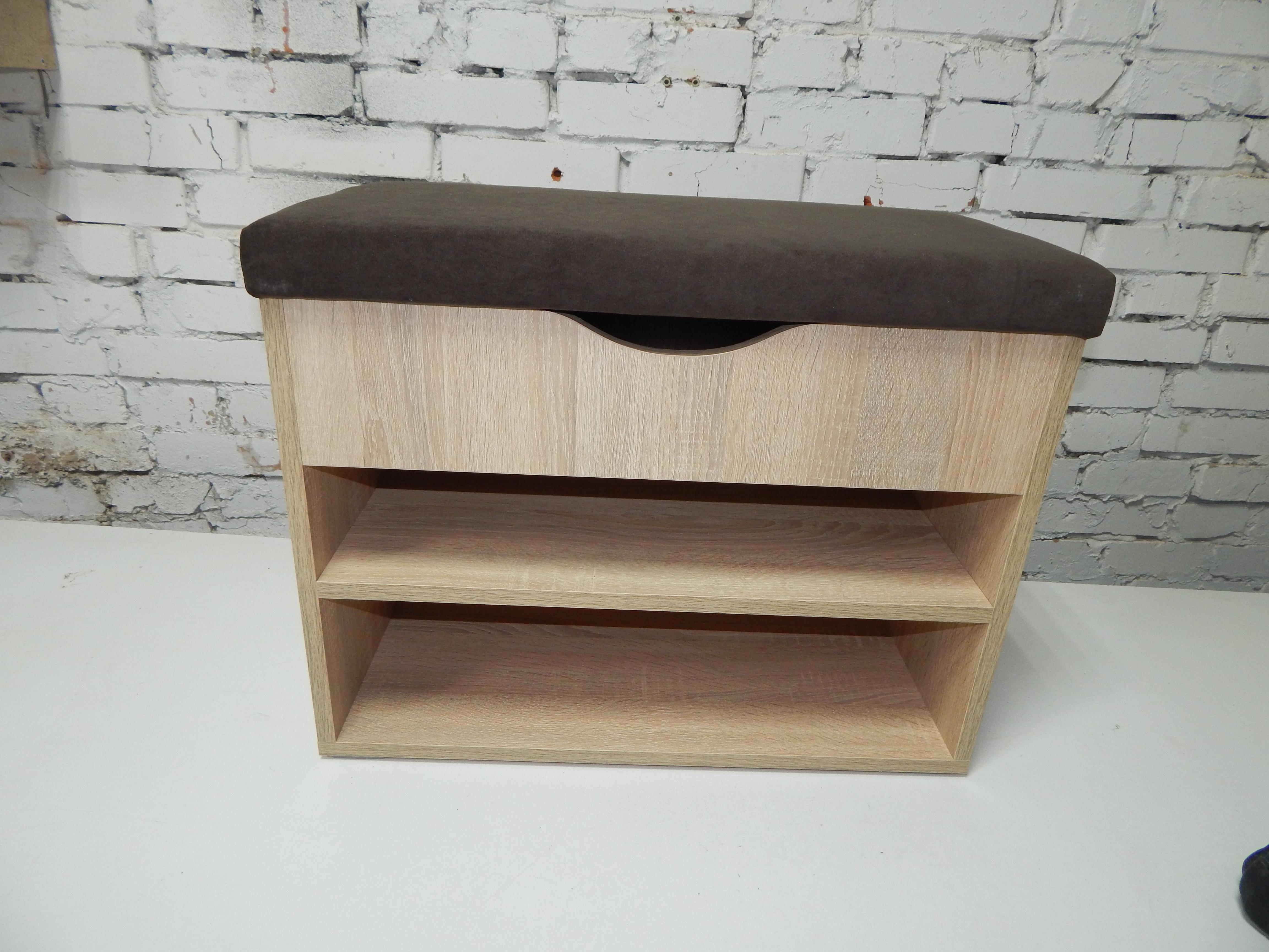 Тумба для обуви ДСП/ткань 30х60х45 см Дубсонома светлый/Шоколад - фото 1