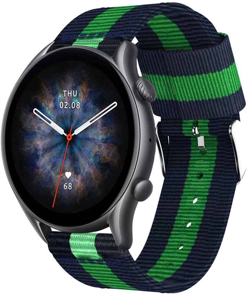 Ремешок тканевый Canvas для Amazfit GTR 3 Pro Blue/Green (25507)