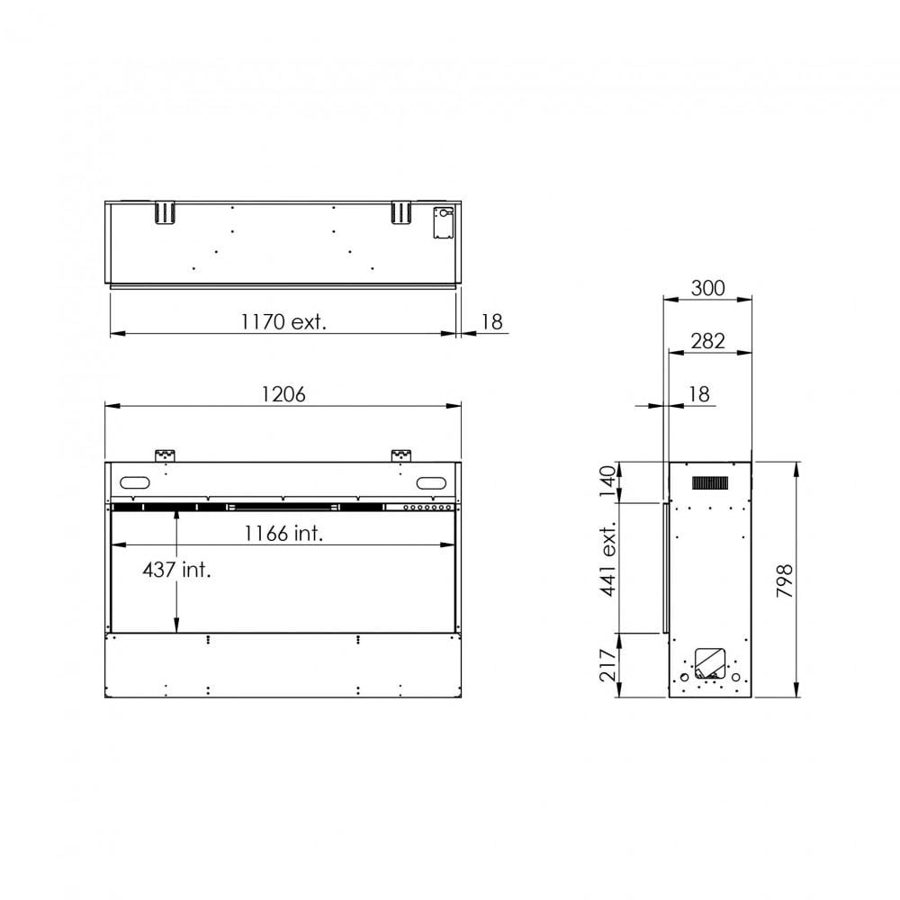 Электрокамин с обогревом Faber by Dimplex E-Slim Linear 1200-450 фронтальный паровой - фото 3