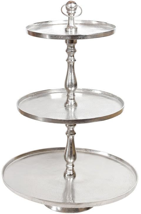 Блюдо фуршетное стойка Amber 3 яруса Ø 46/Ø 56/Ø 70х100 см металл Серебристый (32326427)