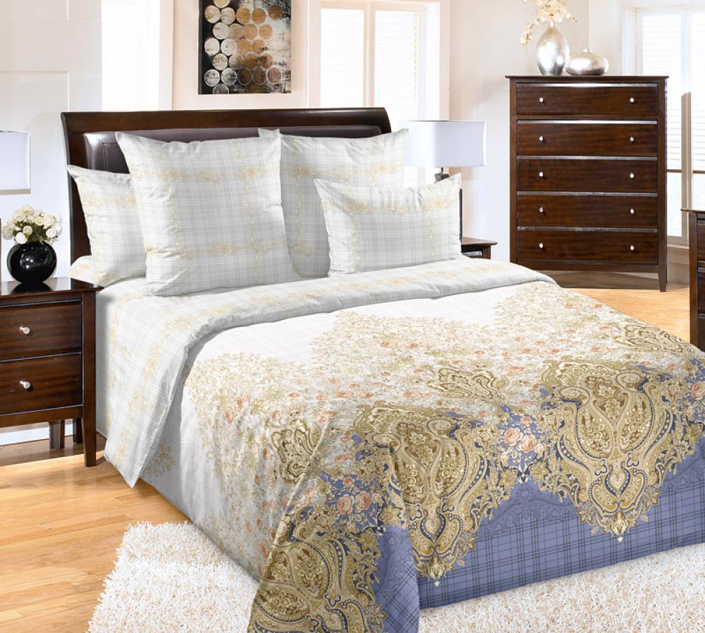 Комплект постельного белья Комфорт текстиль Перкаль Ребекка 180x215 см Двуспальный с простынью на резинке 70x70 см ( КТ_pvu_1856_39_70x70 )