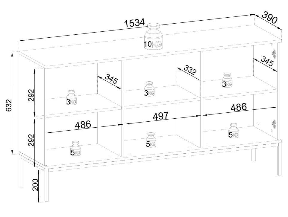 Комод с подсветкой Perfect Home Sento K154 3-дверный Черный/Дуб вотан (PFH-091488) - фото 3 Комод с подсветкой Perfect Home Sento K154 3-дверный Черный/Дуб вотан (PFH-091488) - фото 3