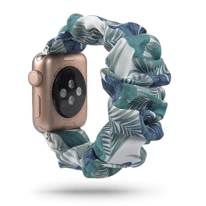 Ремешок для Apple Watch Листва + резинка для волос 42-44 мм Зеленый