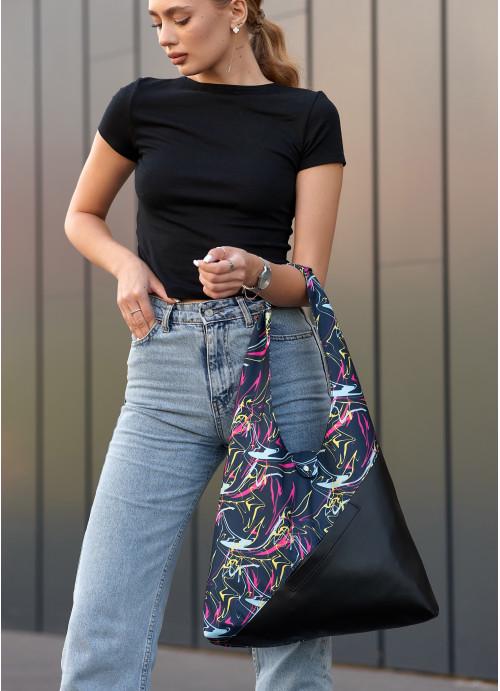 Женская сумка хобо Sambag Abstract со съемным кошельком Черный (757040835)