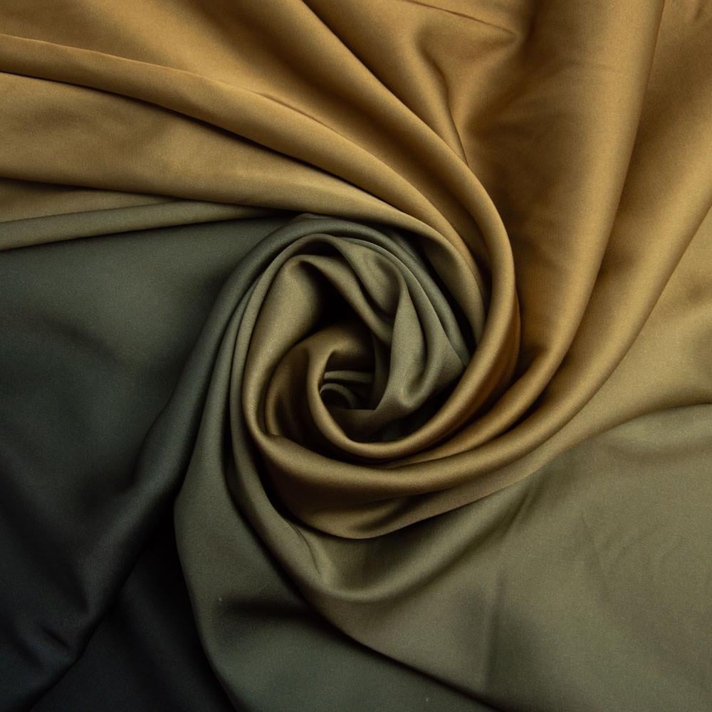 Тканина плательная атлас шовк деграде Оливковий (22343)