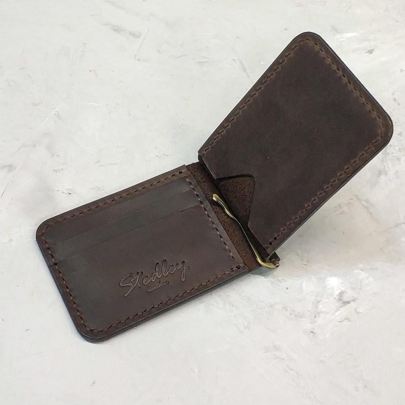 Зажим для денег Stedley Clip 2 кожаный Темно-коричневый (2477933975)